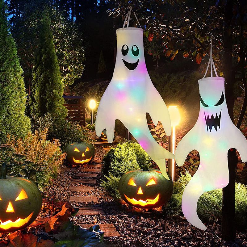 Glowing Halloween Ghost and Witch Hat Outdoor Strings - Lighted Yard Decor for Spooky Parties - Winima