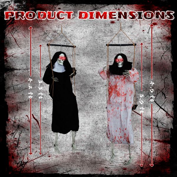 Haunting Ghostly Duo - Halloween Yard Decor with Illuminated Eyes and Frightening Design - Winima