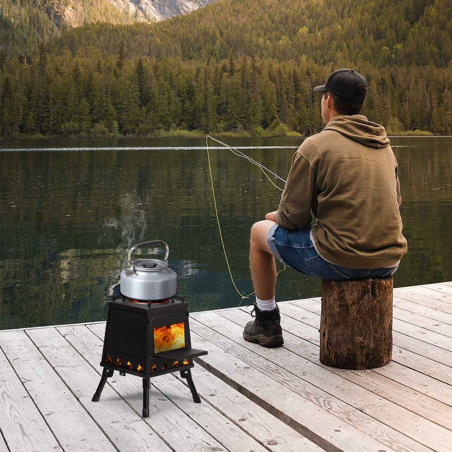 Portable Camping Stove with Detachable Black Iron Panels - Winima