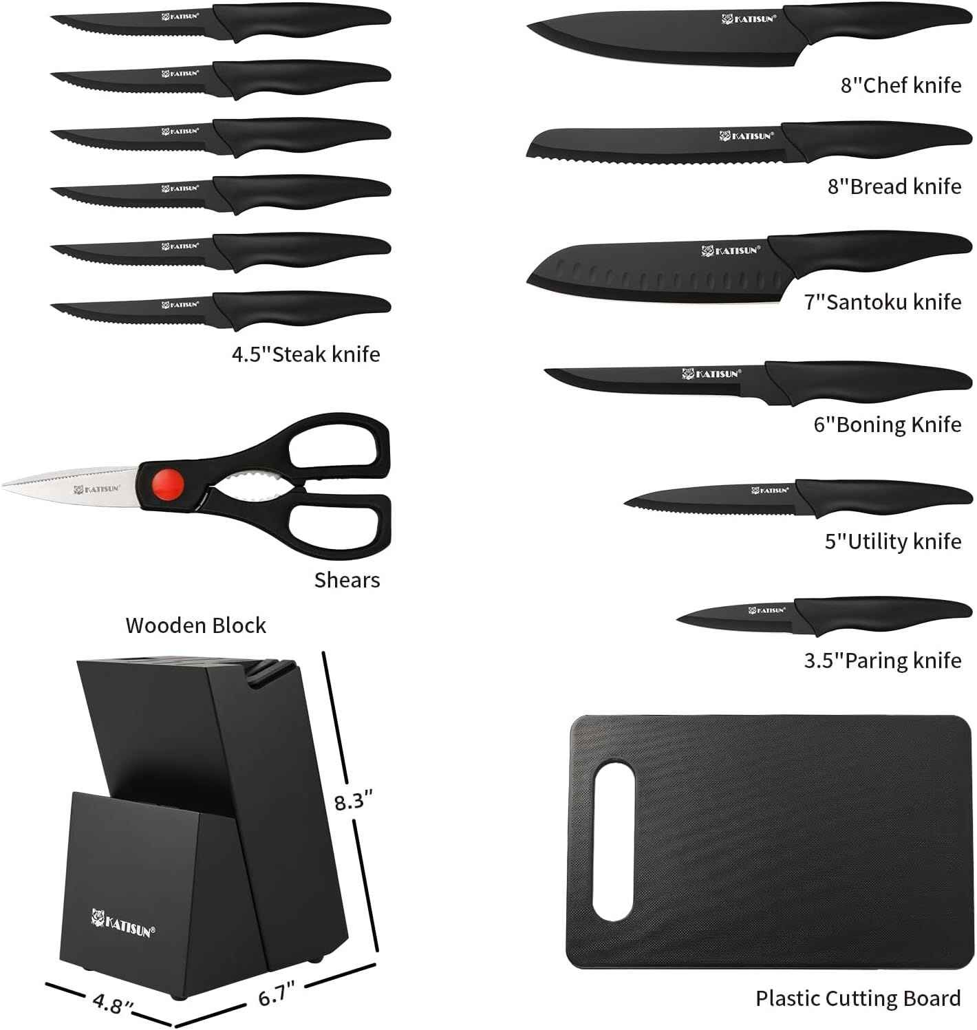 Kitchen Knife Block Set with Cutting Board - Winima