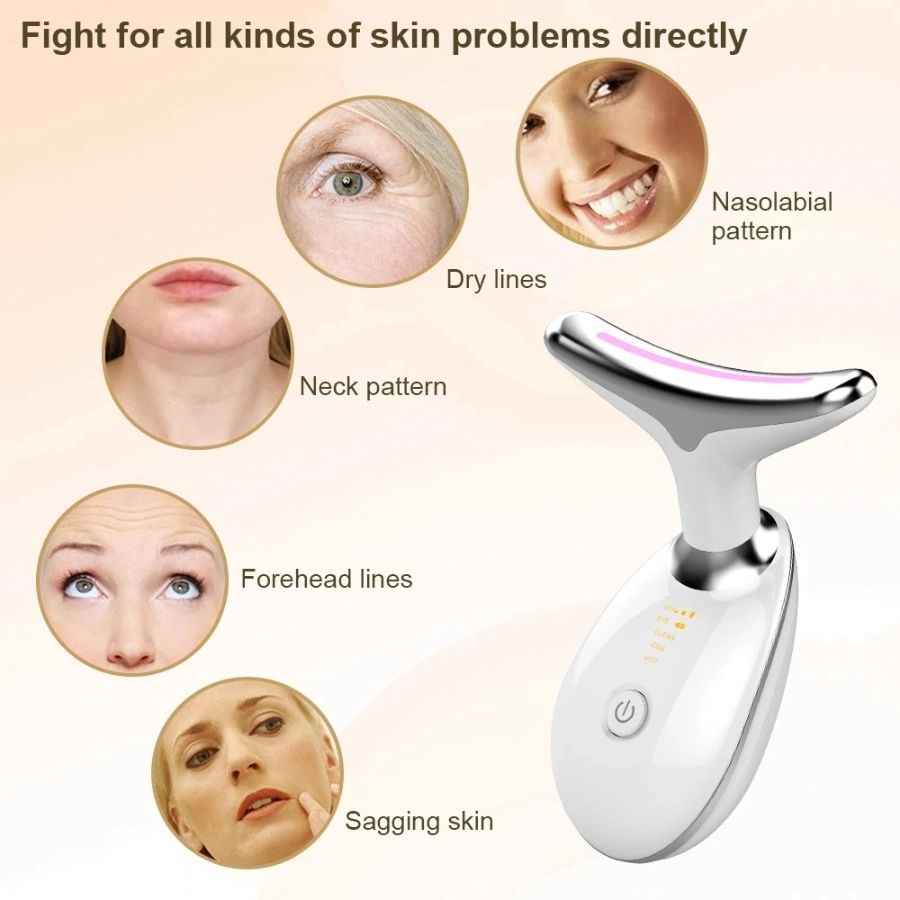Face and Neck Massager in 3 Colors EMS Beauty Device Lifting Tighten Facial Massagers Wrinkle Remover Reduce Double Chin Devices for Women - Winima
