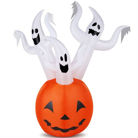 Outdoor 5.9 FT Halloween Inflatable Ghost Pumpkin with Built-In LED for Festive Decor - Winima