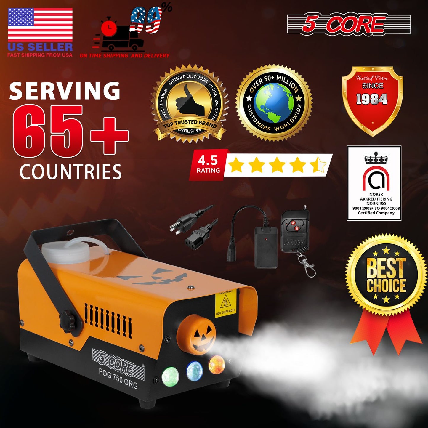 Ultimate 750W Fog Smoke Machine with RGB LED Effects for Halloween & Parties - Winima