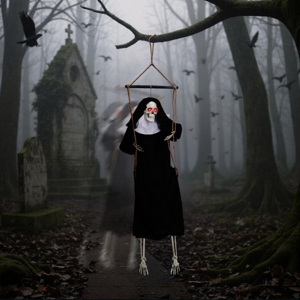 Haunting Ghostly Duo - Halloween Yard Decor with Illuminated Eyes and Frightening Design - Winima