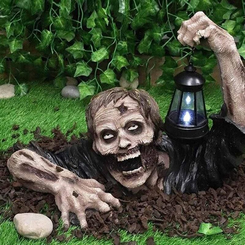 Crawling Zombie Outdoor Light Figure with Scary LED Lantern - Winima