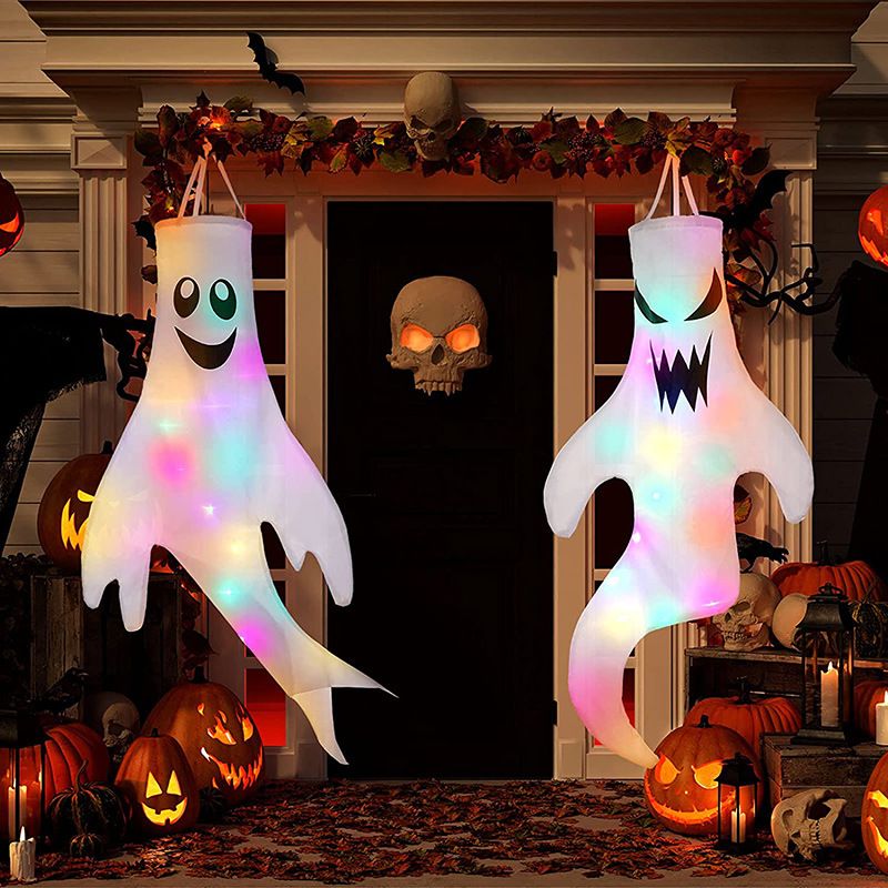 Glowing Halloween Ghost and Witch Hat Outdoor Strings - Lighted Yard Decor for Spooky Parties - Winima