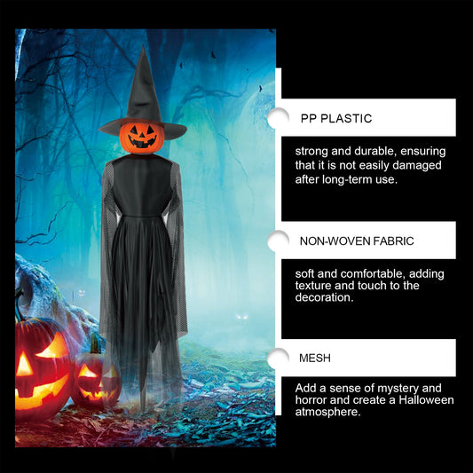 Spooktacular Light-Up Pumpkin Witch and Ghost Yard Decoration Set - Winima