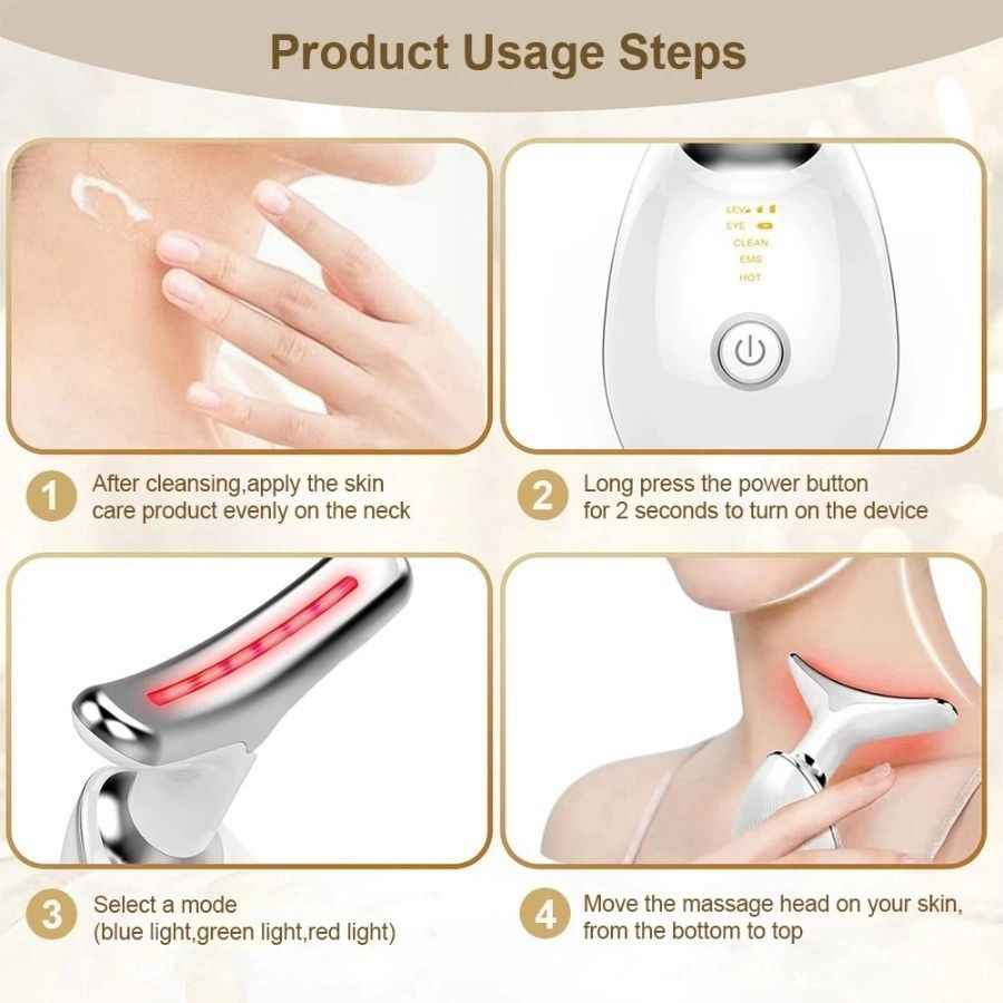 Face and Neck Massager in 3 Colors EMS Beauty Device Lifting Tighten Facial Massagers Wrinkle Remover Reduce Double Chin Devices for Women - Winima