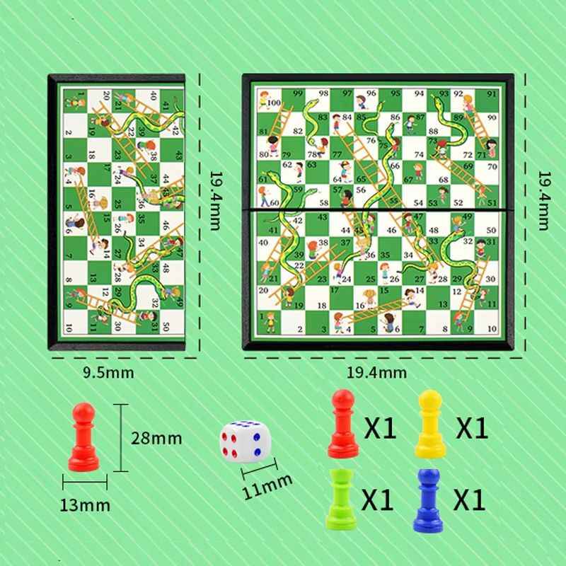 3 In 1 Magnetic Travel Chess Game, Foldable Portable Chess Board Game for Kids, Entertaining Road Trip Toys, Travel Games, and Desktop Toys Perfect Gift for Birthday, Christmas, Thanksgiving