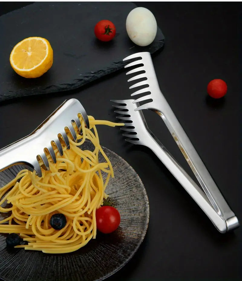 Stainless Steel Noodle Tongs - 9in Durable Cooking Utensils for Perfect Pasta - Winima