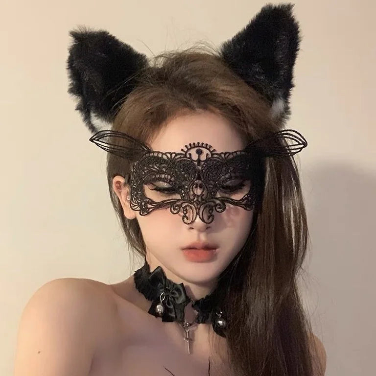 Fashionable Lace Catwoman Mask for Halloween Parties - Winima