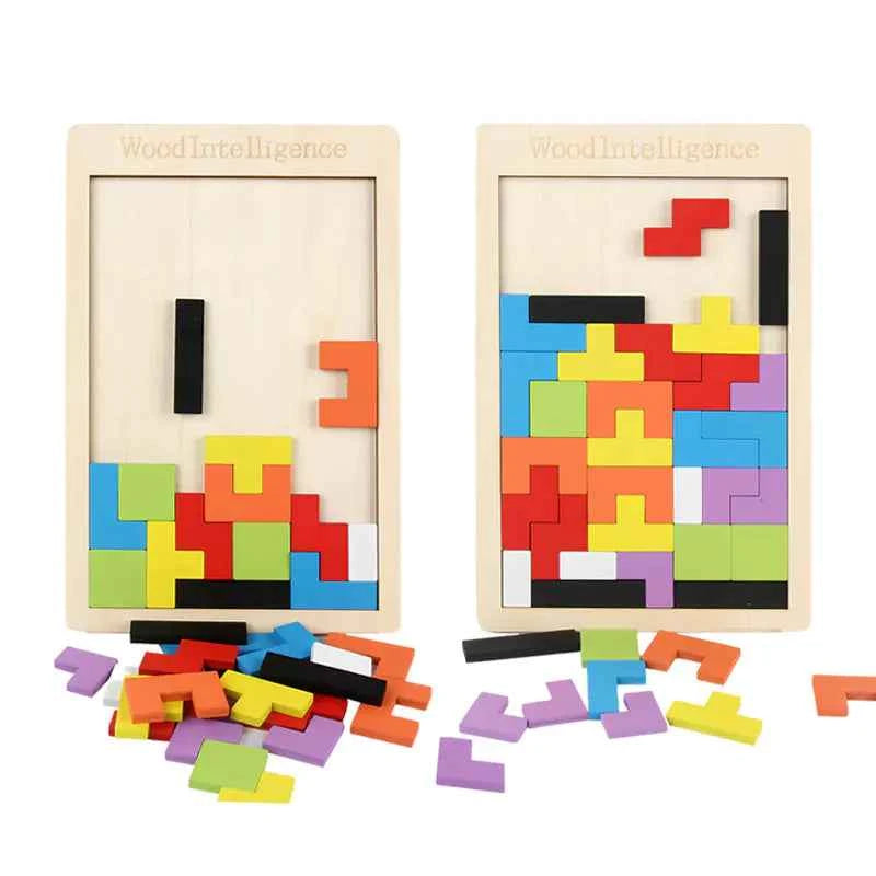 Children's Tetris Wooden Puzzle for Early Education